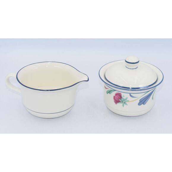 Y2K Poppies On Blue by LENOX Chinastone Creamer & Sugar Bowl w/Lid - Picture 2 of 11